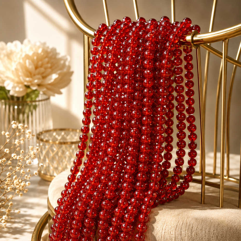 red crackle beads
