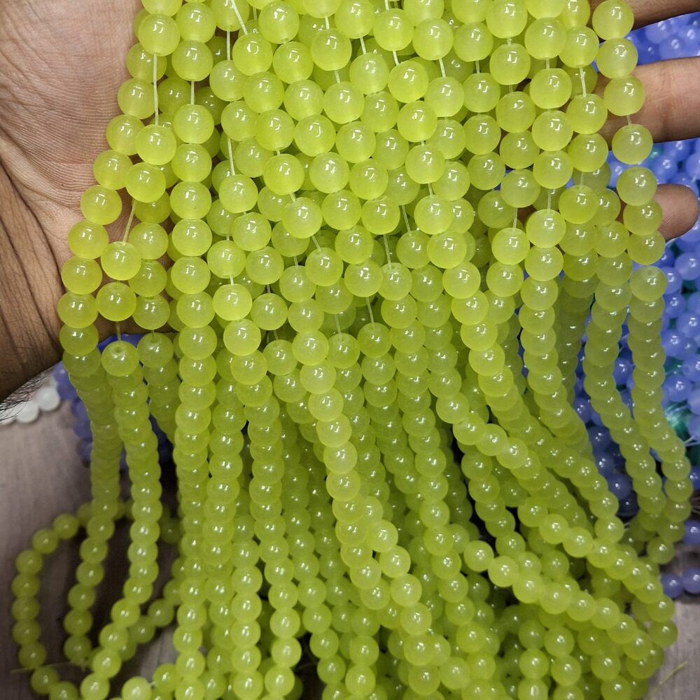 parrot green jelly beads