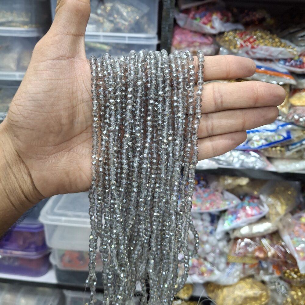 Grey crystal beads