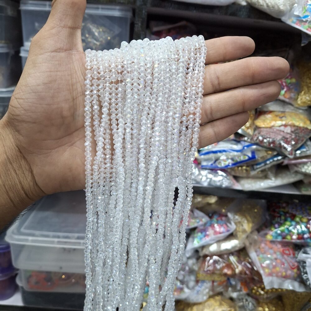 white crystal beads