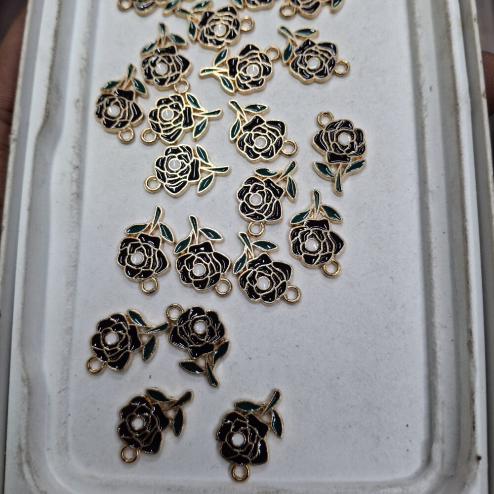 black flower charm