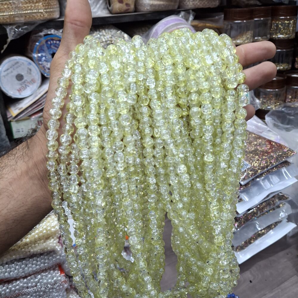 yellow crackle beads