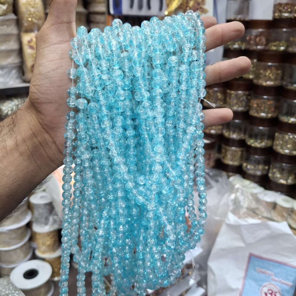 light sky blue crackle beads