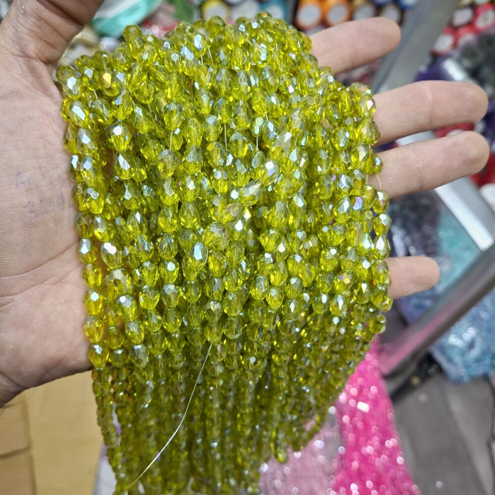 mehandi green crystal beads