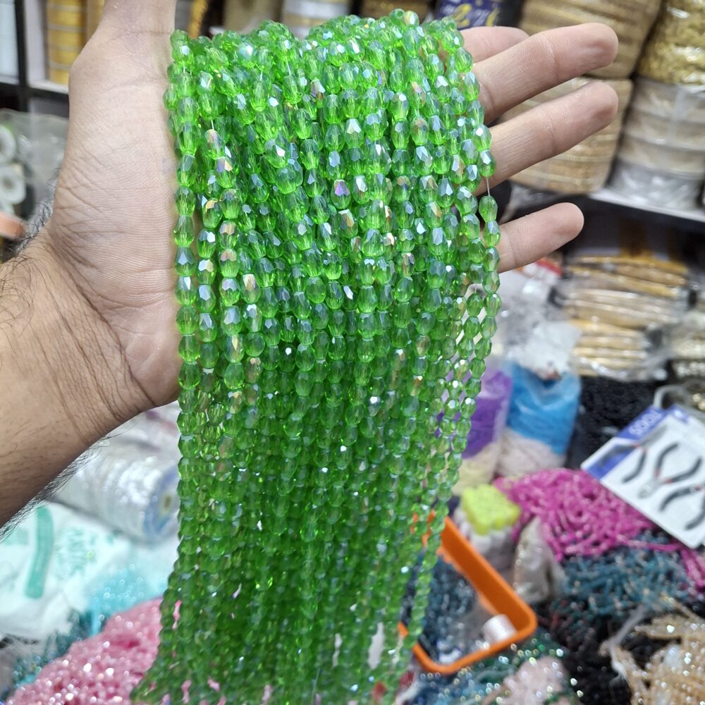green crystal beads