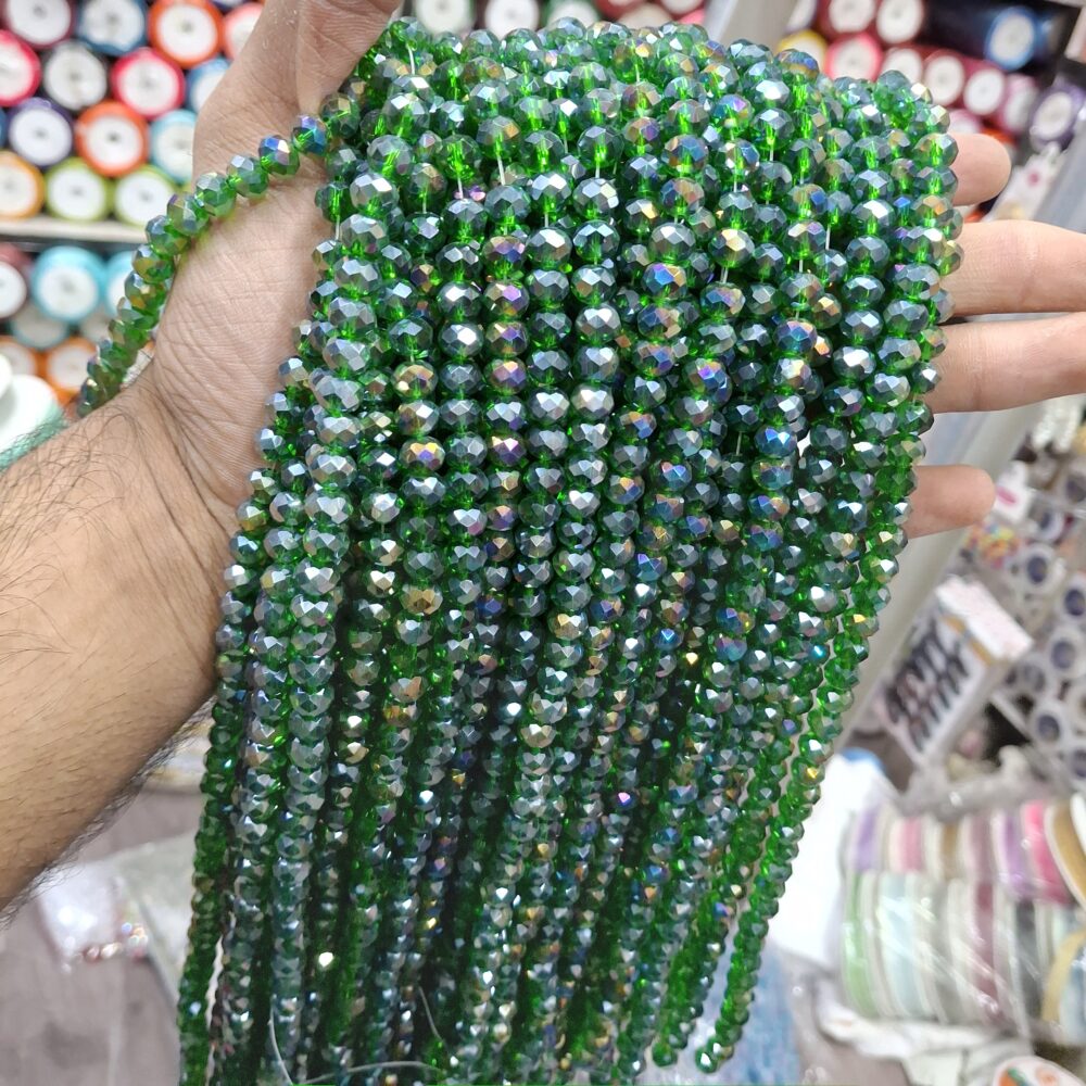green crystal beads