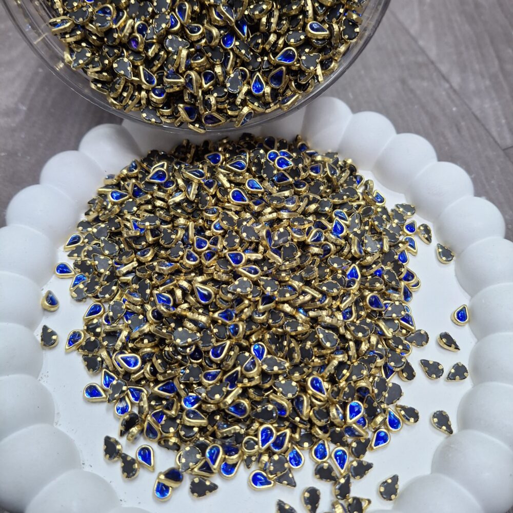 4mm blue kundan round