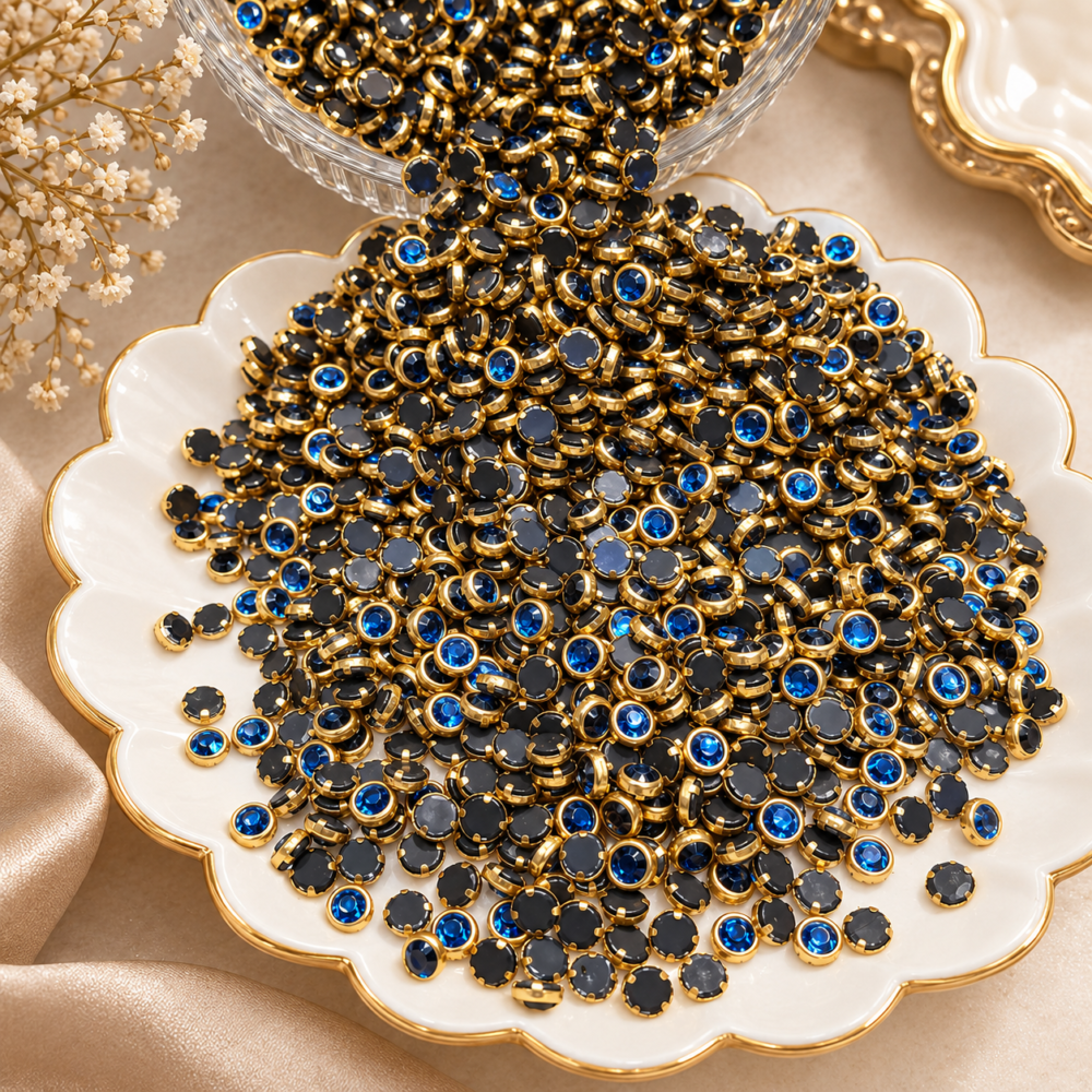 navy blue 4mm kundan