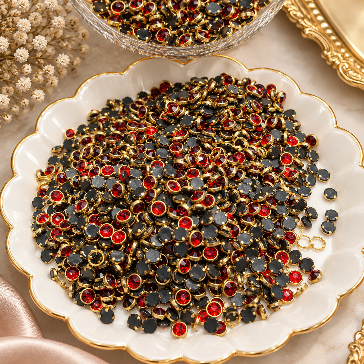 red round 4 mm kundan
