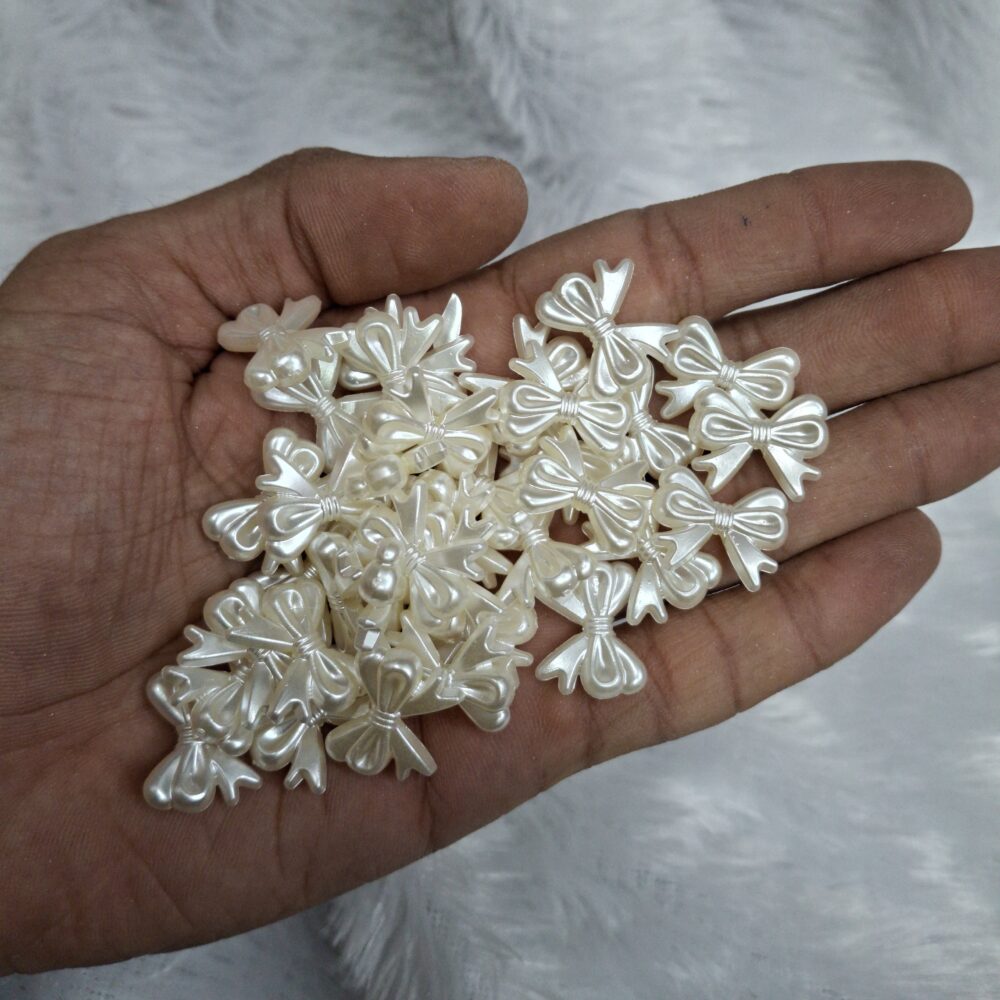 white bow beads