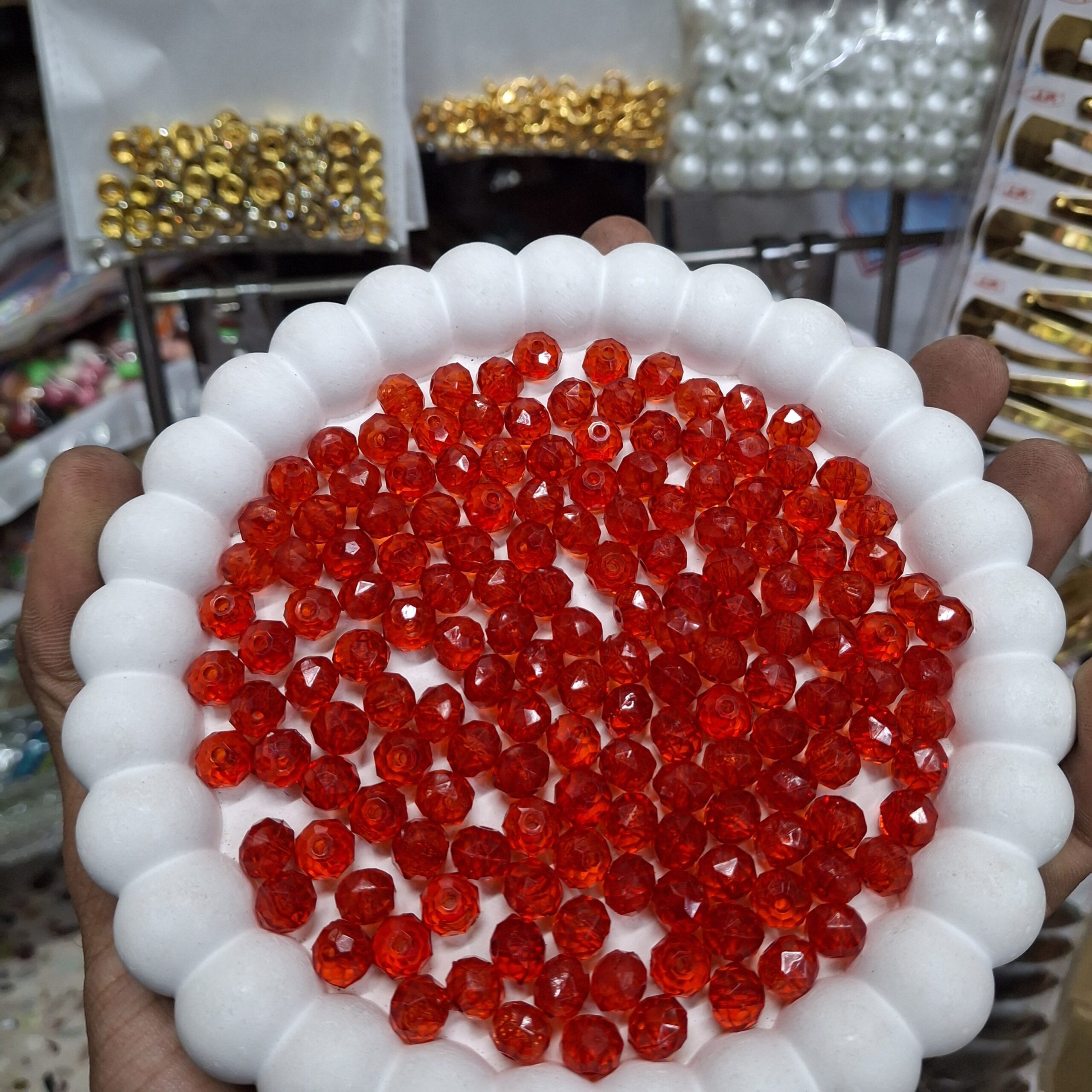 red crystal beads