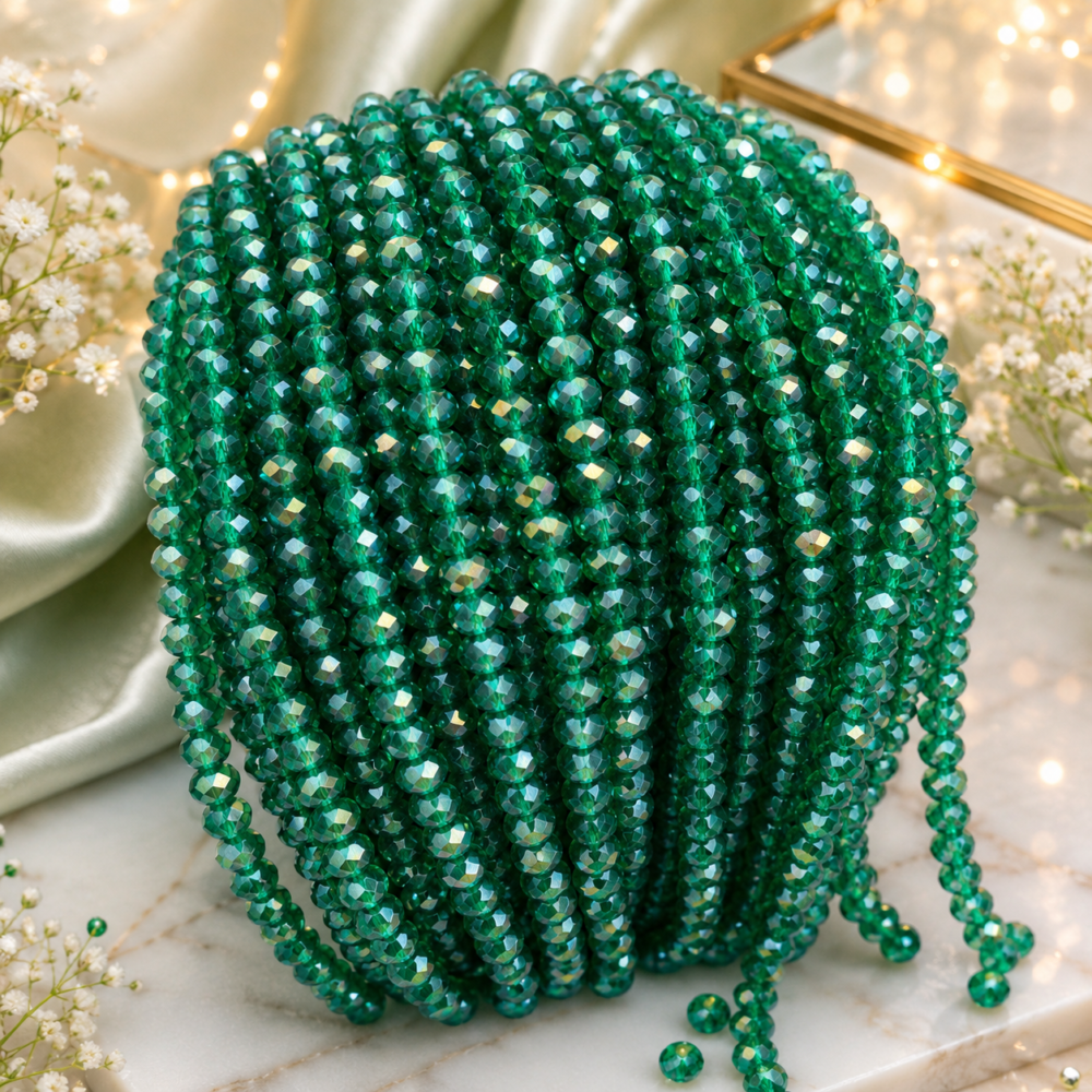 8mm crystal beads green