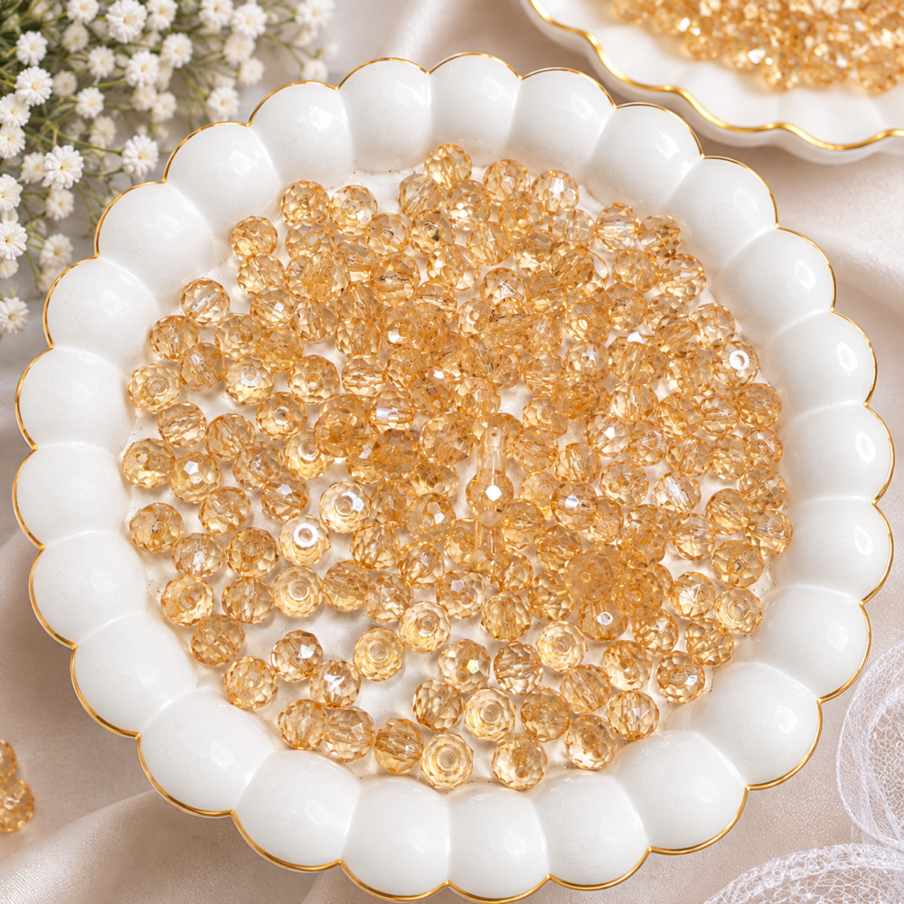 8 mm crystal Acrylic beads gold