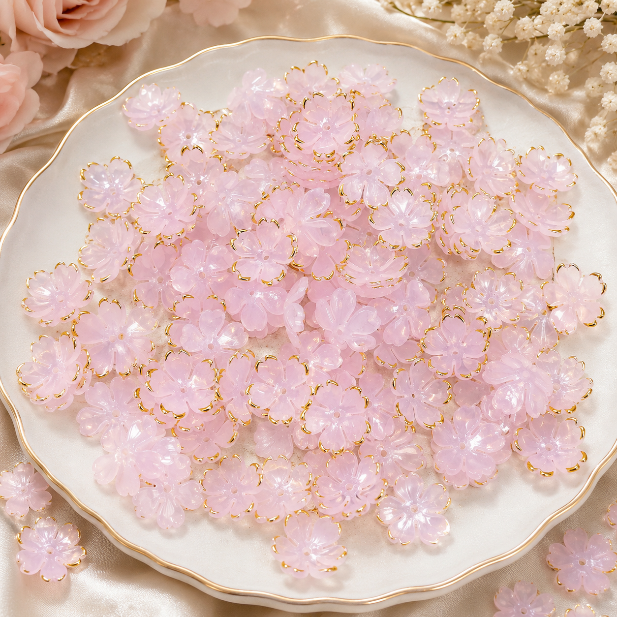 pink flower beads