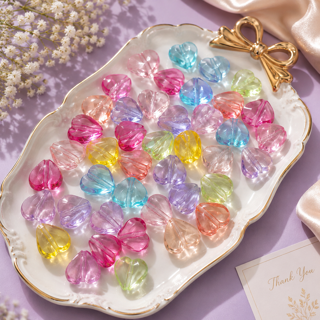 glass heart beads